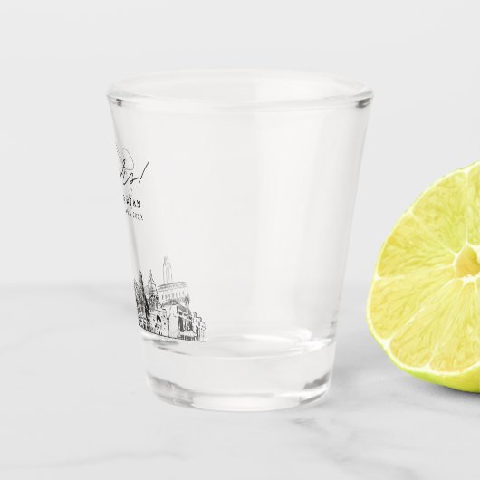 オースティン結婚式の引き出物パーソナライズされた応援 ショットグラス (右)