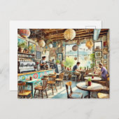 オースティン芸術的テキサス州の古風なコーヒーショップ ポストカード (正面/裏面)