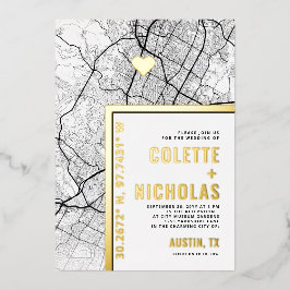 オースティン、テキサス州ラブロケーター |シティテーマ結婚の 箔招待状