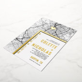 オースティン、テキサス州ラブロケーター |シティテーマ結婚の 箔招待状 (回転した状態)