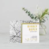 オースティン、テキサス州ラブロケーター | RSVP返信 箔招待状ポストカード (立ち正面)