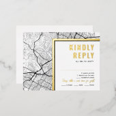 オースティン、テキサス州ラブロケーター | RSVP返信 箔招待状ポストカード (正面/裏面)