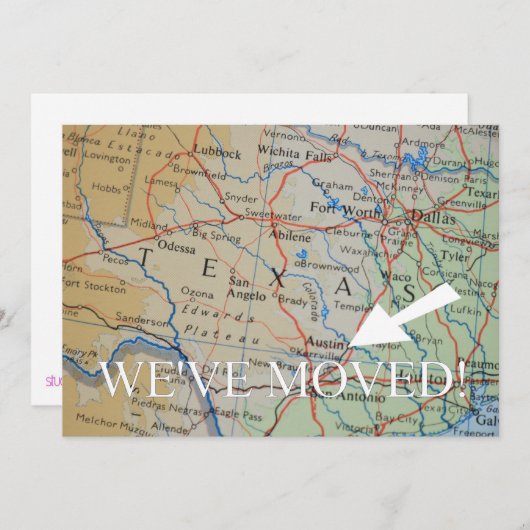 オースティン、テキサス州引っ越しました新住所のお知らせ 案内状 (正面/裏面)