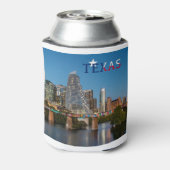 オースティン、テキサス州、国旗とダウンタウンクーラーボックス 缶クーラー (缶裏面)