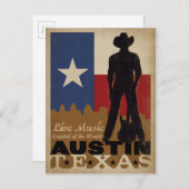 オースティン, テキサス | ライブミュージックカウボーイ ポストカード (正面/裏面)