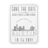 オースティン、TXのス結婚タイル化されたスカイライン日付を保存 マグネット (縦)