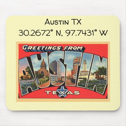 オースティンTXマップ座標ヴィンテージスタイル マウスパッド (正面)