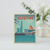 オースティンTX – コングレスアベニューブリッジ ポストカード (スタンド正面)