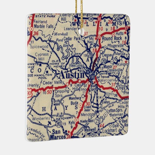 オースティンTX 1941の地図 セラミックオーナメント (右)