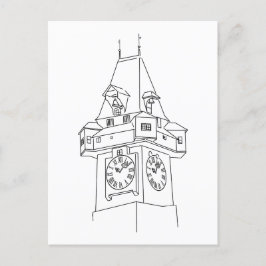 オーステレイヒスティエルマルクグラザーウアートゥルムイラストレーション ポストカード