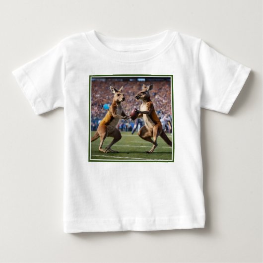 オーストラリアおもしろいのカンガ遊ルースサッカー ベビーTシャツ (正面)