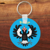 オーストラリアおもしろいのマグパイ漫画イラストレーション キーホルダー (正面)