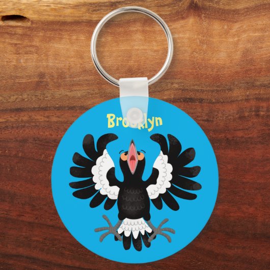 オーストラリアおもしろいのマグパイ漫画イラストレーション キーホルダー (正面)