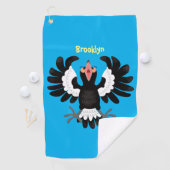 オーストラリアおもしろいのマグパイ漫画イラストレーション ゴルフタオル (インサイチュ)