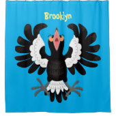 オーストラリアおもしろいのマグパイ漫画イラストレーション シャワーカーテン (正面)