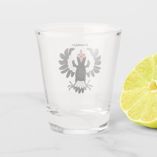 オーストラリアおもしろいのマグパイ漫画イラストレーション ショットグラス (裏面)