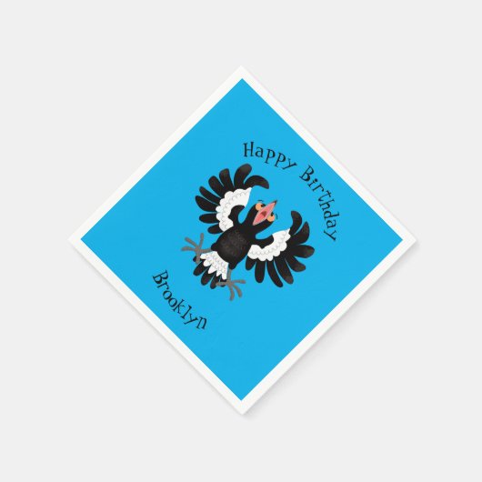 オーストラリアおもしろいのマグパイ漫画イラストレーション スタンダードカクテルナプキン (角)