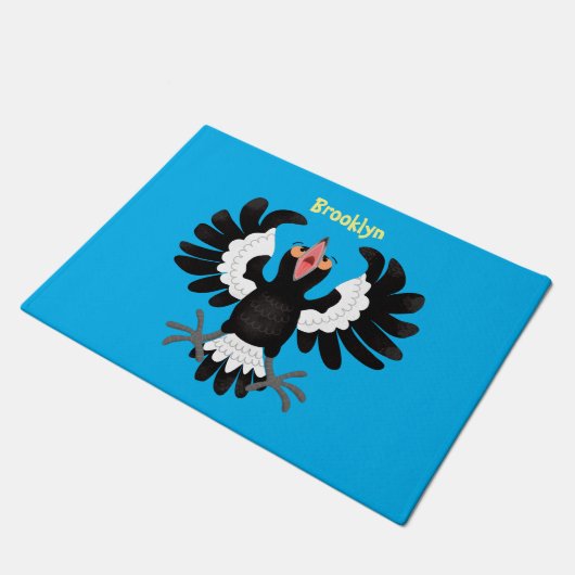 オーストラリアおもしろいのマグパイ漫画イラストレーション ドアマット (アングル)