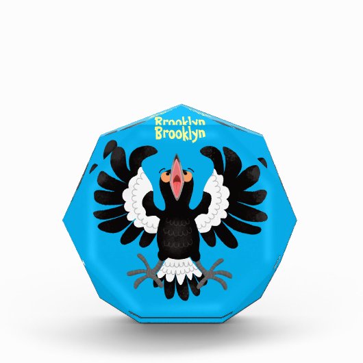 オーストラリアおもしろいのマグパイ漫画イラストレーション フォトブロック (正面)