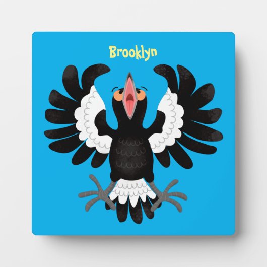 オーストラリアおもしろいのマグパイ漫画イラストレーション フォトプラーク (正面)