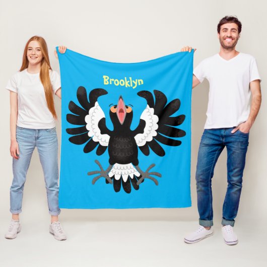 オーストラリアおもしろいのマグパイ漫画イラストレーション フリースブランケット (インサイチュ)