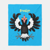 オーストラリアおもしろいのマグパイ漫画イラストレーション フリースブランケット (正面)