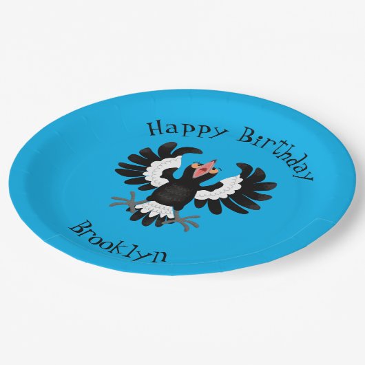 オーストラリアおもしろいのマグパイ漫画イラストレーション ペーパープレート (アングル)