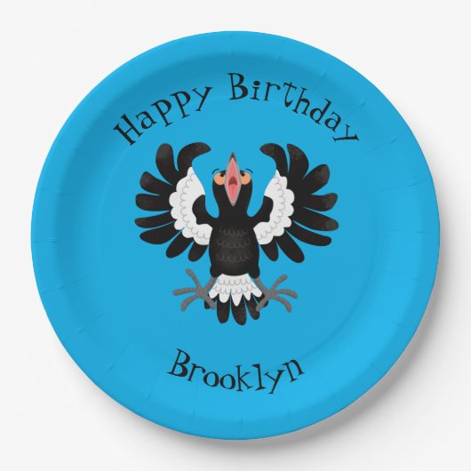 オーストラリアおもしろいのマグパイ漫画イラストレーション ペーパープレート (正面)