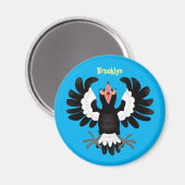 オーストラリアおもしろいのマグパイ漫画イラストレーション マグネット (正面/裏面)