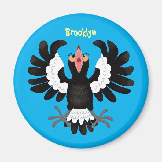 オーストラリアおもしろいのマグパイ漫画イラストレーション マグネット (正面)