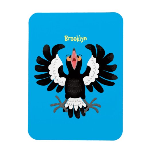 オーストラリアおもしろいのマグパイ漫画イラストレーション マグネット (縦)