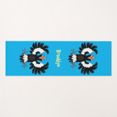 オーストラリアおもしろいのマグパイ漫画イラストレーション ヨガマット (正面(横))