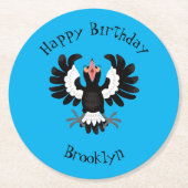 オーストラリアおもしろいのマグパイ漫画イラストレーション ラウンドペーパーコースター (正面)