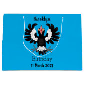 オーストラリアおもしろいのマグパイ漫画イラストレーション ラージペーパーバッグ (正面)