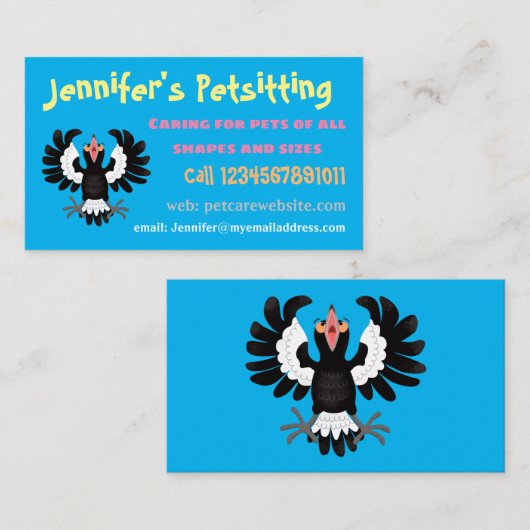 オーストラリアおもしろいのマグパイ漫画イラストレーション 名刺 (正面/裏面)