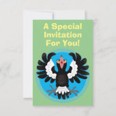 オーストラリアおもしろいのマグパイ漫画イラストレーション 招待状 (裏面)