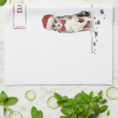 オーストラリアおもしろいの羊飼いクリスマス犬 キッチンタオル (折り畳み)