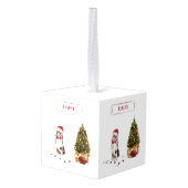 オーストラリアおもしろいの羊飼いクリスマス犬 キューブオーナメント (裏面アングル)