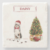 オーストラリアおもしろいの羊飼いクリスマス犬 ストーンコースター (正面)