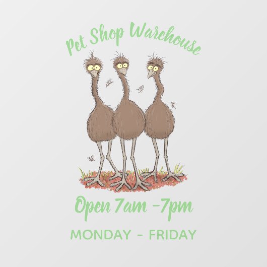 オーストラリアおもしろいのemuトリオ漫画イラストレーション ウィンドウサイン (シート)