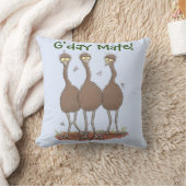 オーストラリアおもしろいのemuトリオ漫画イラストレーション クッション (ブランケット)