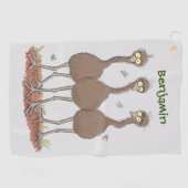 オーストラリアおもしろいのemuトリオ漫画イラストレーション ゴルフタオル (横)