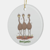 オーストラリアおもしろいのemuトリオ漫画イラストレーション セラミックオーナメント (左)