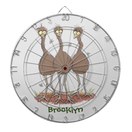 オーストラリアおもしろいのemuトリオ漫画イラストレーション ダーツボード (正面)