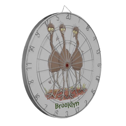 オーストラリアおもしろいのemuトリオ漫画イラストレーション ダーツボード (正面左)