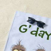 オーストラリアおもしろいのemuトリオ漫画イラストレーション ビーチタオル (インサイチュ)