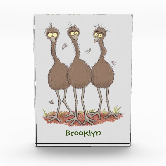 オーストラリアおもしろいのemuトリオ漫画イラストレーション フォトブロック (正面)