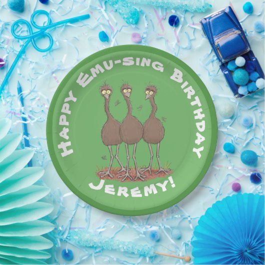 オーストラリアおもしろいのemuトリオ漫画イラストレーション ペーパープレート (パーティー)