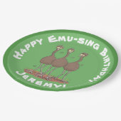 オーストラリアおもしろいのemuトリオ漫画イラストレーション ペーパープレート (アングル)