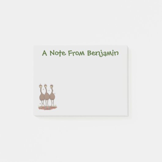 オーストラリアおもしろいのemuトリオ漫画イラストレーション ポストイット (正面)